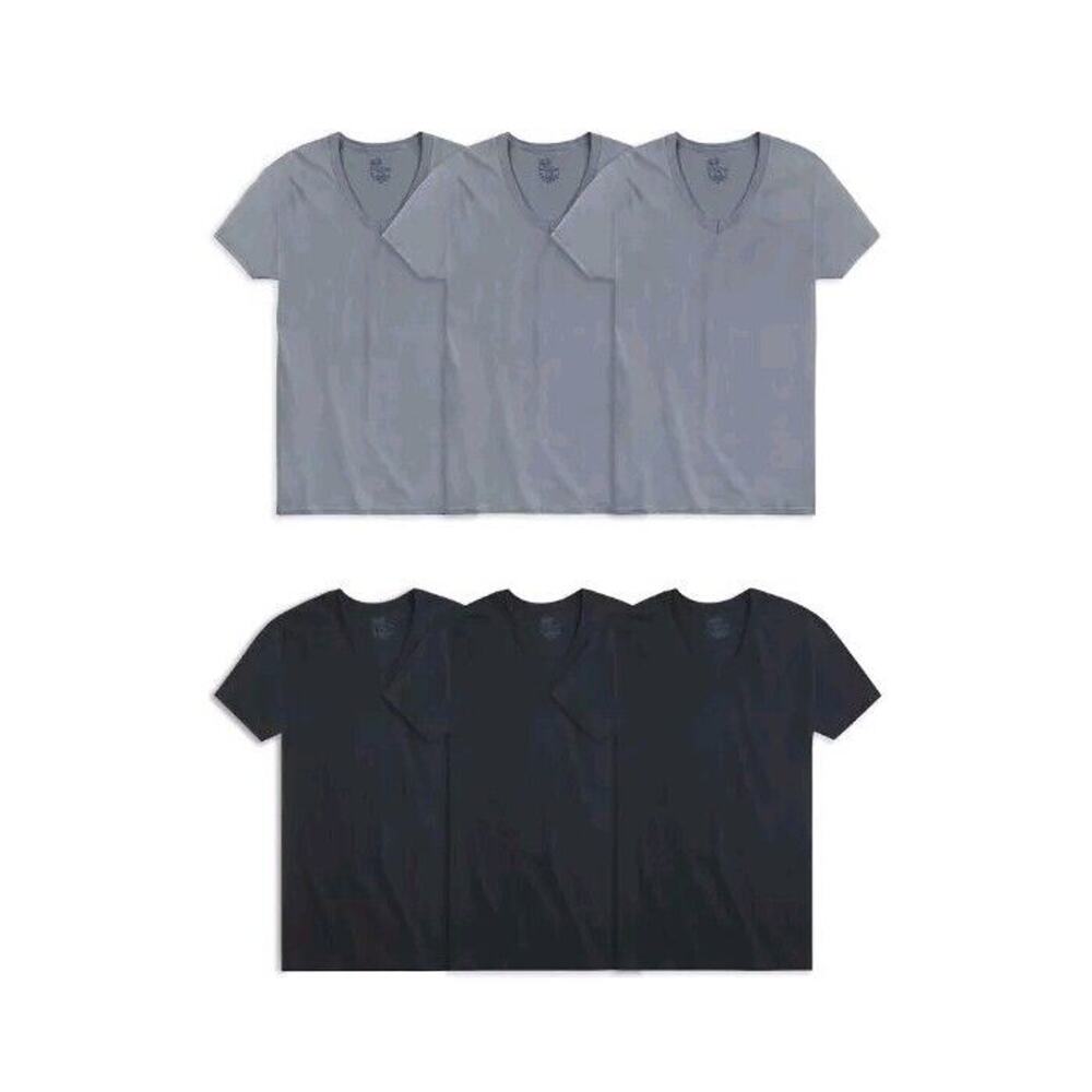 6Pack Eversoft Cotton Stay Tucked V-neck T-Shirt Men's Small Tag Free Black/Gray